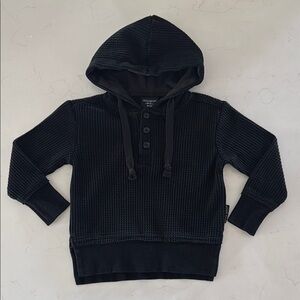 Little Bipsy Thermal Hoodie in Black. Size 18-24M.
